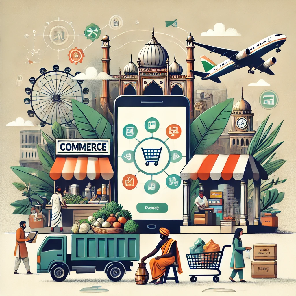 DALL·E 2024-12-13 10.56.23 - A modern and clean illustration symbolizing the concept of commerce for undergraduate students in the Indian subcontinent. The image features a blend